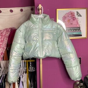 Forever 21 Shimmering Mint  Cropped Jacket